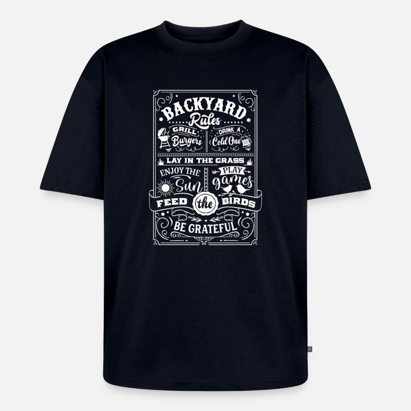 Backyard rules - Unisex Premium Oversized Bio T-Shirt - Navy
