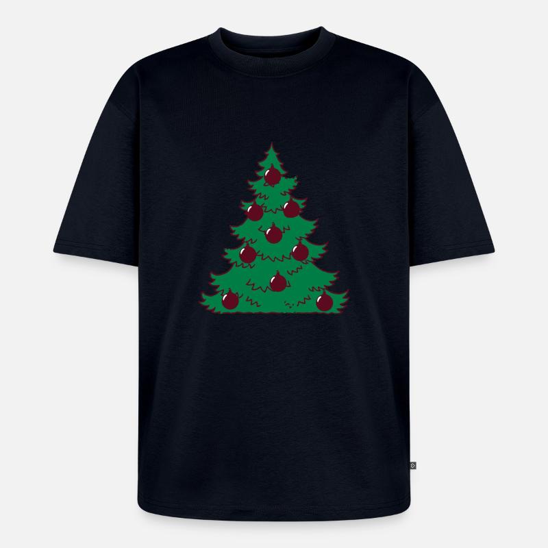 Weihnachtsbaum Weihnachten Weihnachtskugeln - Unisex Premium Oversized Bio T-Shirt - Navy