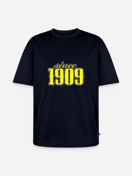 since 1909 (yellow) - Unisex Premium Oversized Organic T-Shirt - navy