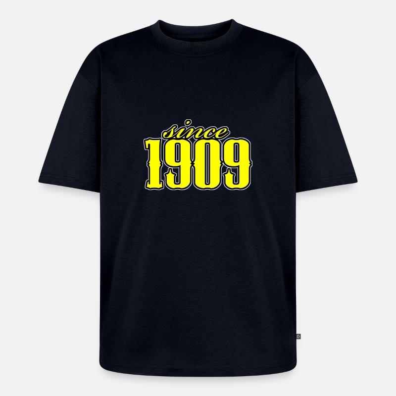 since 1909 (yellow) - Unisex Premium Oversized Organic T-Shirt - navy