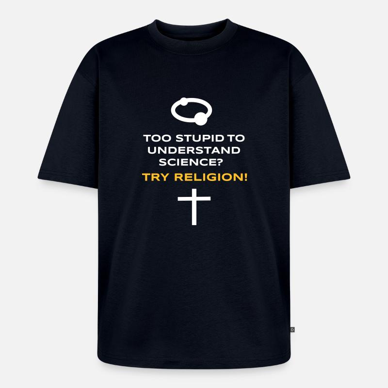 Science vs. Religion - Unisex Premium Oversized Bio T-Shirt - Navy
