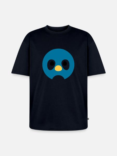 Cartoon Penguin Face - Unisex Premium Oversized Organic T-Shirt - navy