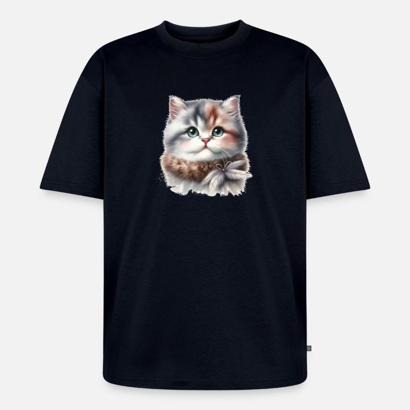 Süße Katze - Unisex Premium Oversized Bio T-Shirt - Navy