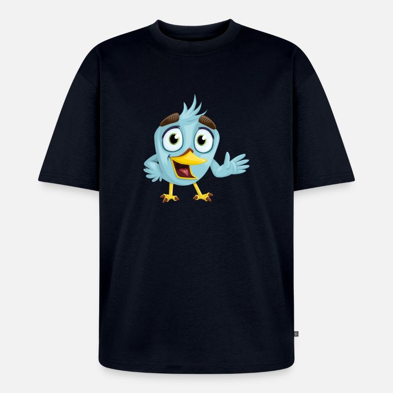 Lustiger blauer Vogel, Geschenkidee - Unisex Premium Oversized Bio T-Shirt - Navy
