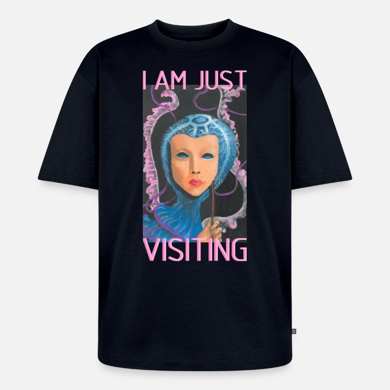 Just Visiting - Unisex Premium Oversized Bio T-Shirt - Navy