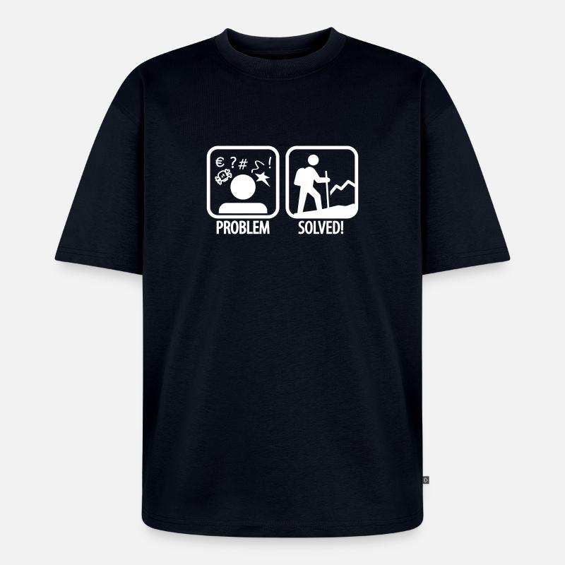 hiking: problem solved - Unisex Premium Oversized Bio T-Shirt - Navy