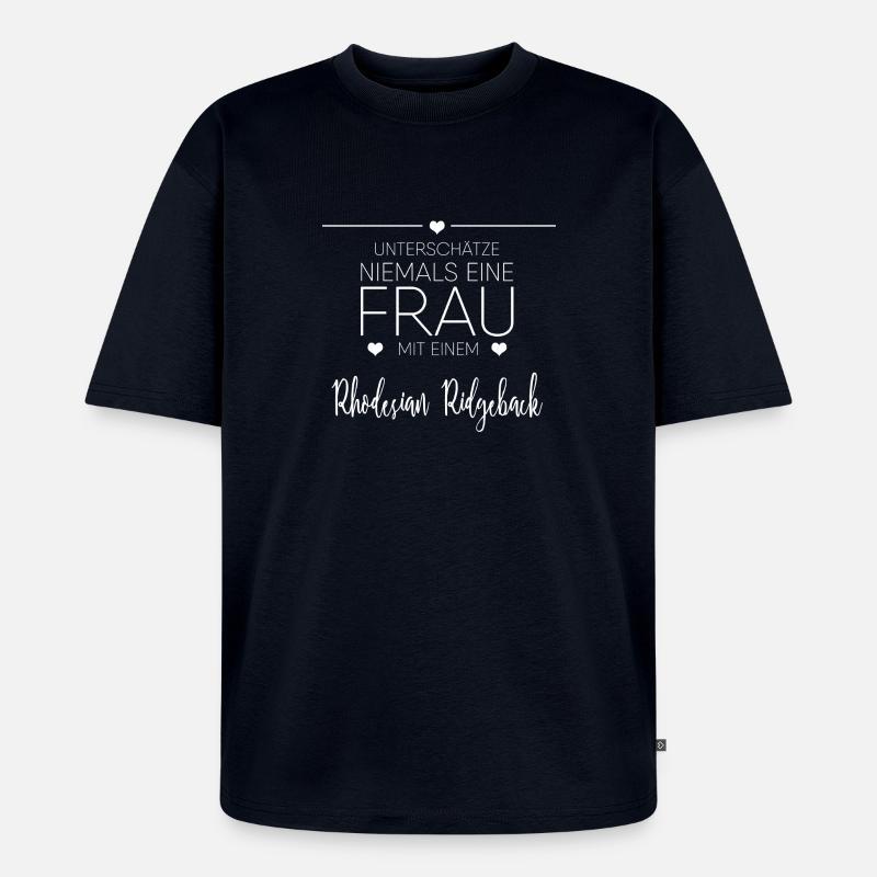 Rhodesian Ridgeback Geschenk - Unisex Premium Oversized Bio T-Shirt - Navy
