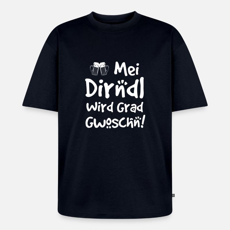 mei dirndl wird grad - Unisex Premium Oversized Bio T-Shirt - Navy