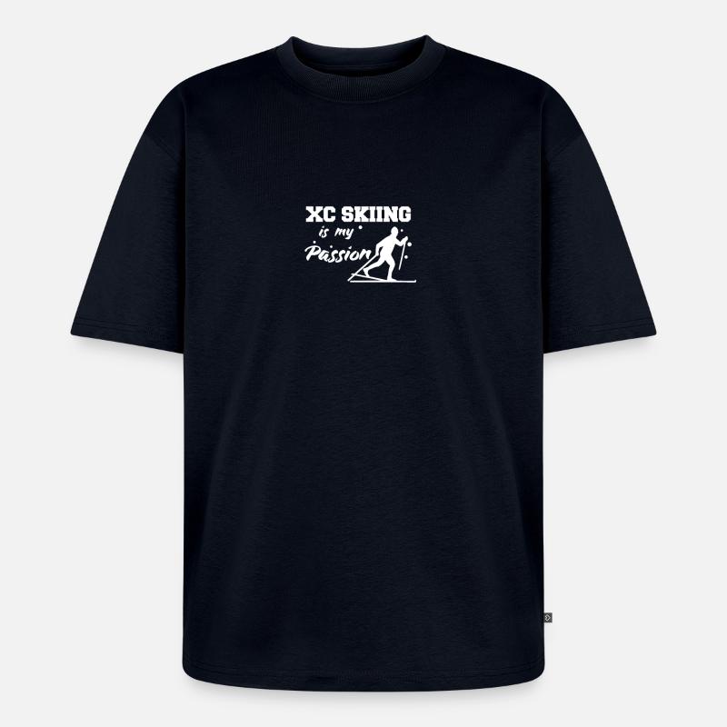 Langlauf Langlaufen - Unisex Premium Oversized Bio T-Shirt - Navy