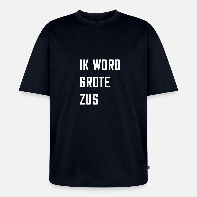 Ich werde eine große Schwester - Unisex Premium Oversized Bio T-Shirt - Navy