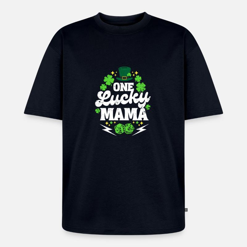 Saint Patrick Eine glückliche Mama - Unisex Premium Oversized Bio T-Shirt - Navy