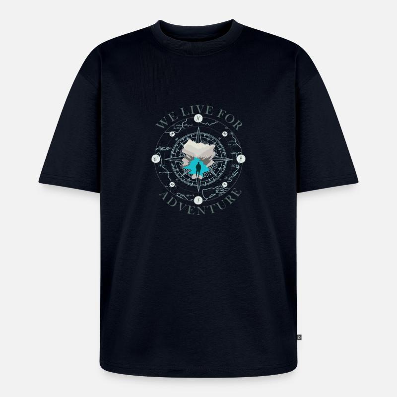 Kompass Abenteuer Silhouette Design Compass - Unisex Premium Oversized Bio T-Shirt - Navy