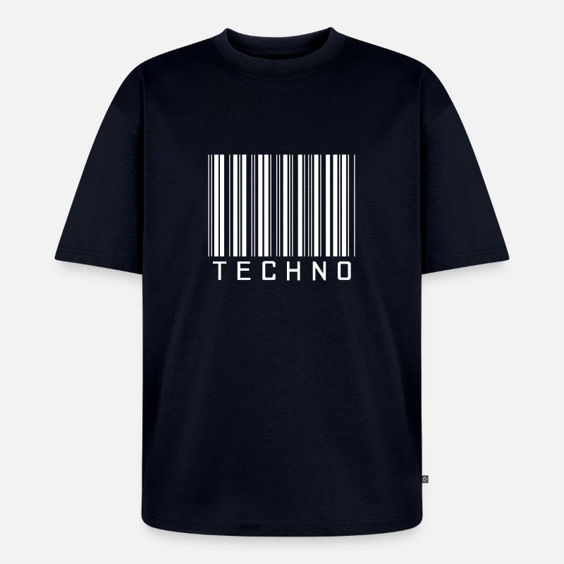 Techno Barcode - Unisex Premium Oversized Bio T-Shirt - Navy
