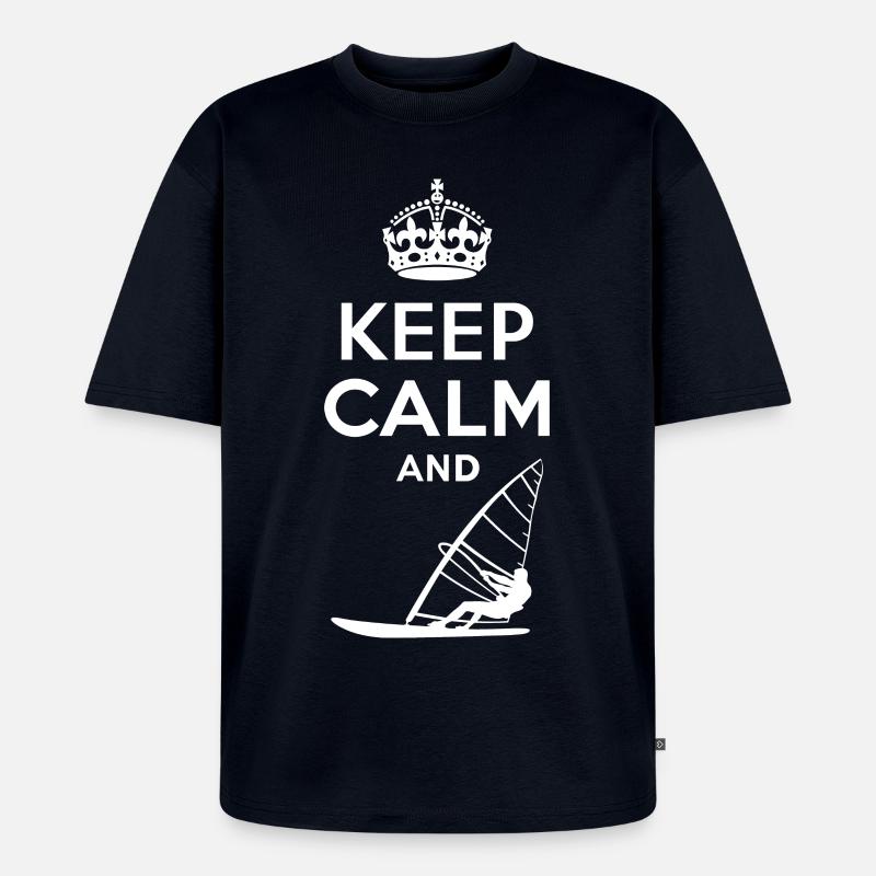 Keep Calm - Windsurfen - Unisex Premium Oversized Bio T-Shirt - Navy