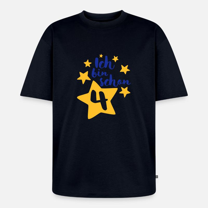 Ich bin schon Vier! - Unisex Premium Oversized Bio T-Shirt - Navy