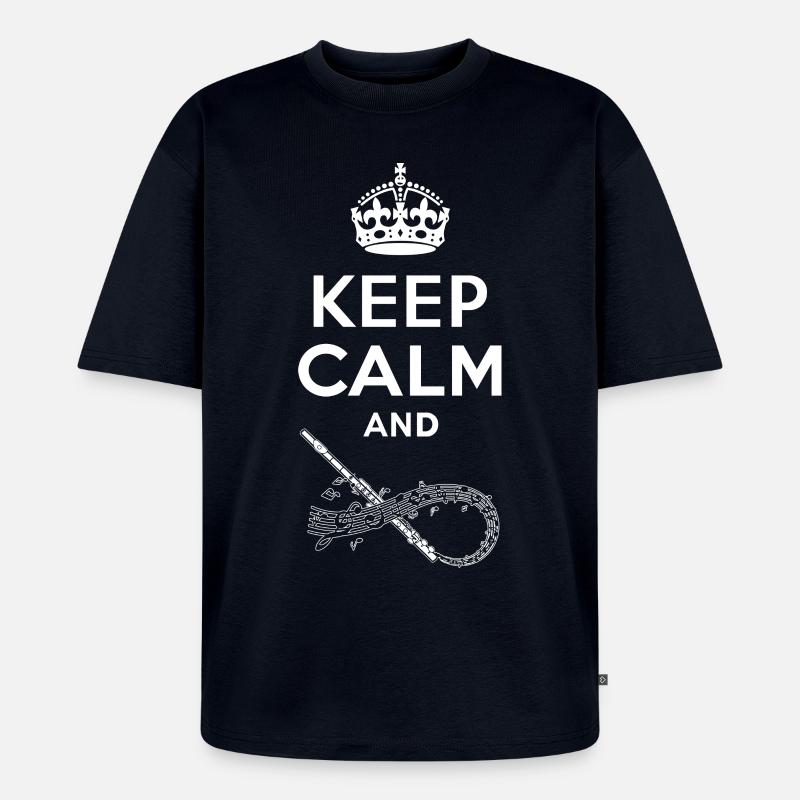 Keep Calm - Querflöte - Unisex Premium Oversized Bio T-Shirt - Navy