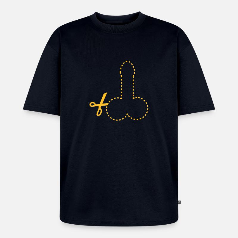 dashed_cut_out_penis_1c - Unisex Premium Oversized Bio T-Shirt - Navy