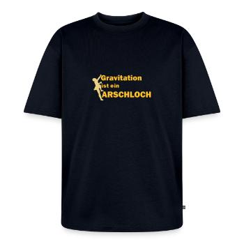 Connard gravitationnelle - T-shirt Premium bio oversize Unisexe - bleu marine - Devant - Thijin (182cm) & Selfina (174cm)