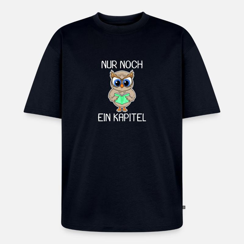 Eule Lesen Buch Bücher - Unisex Premium Oversized Bio T-Shirt - Navy