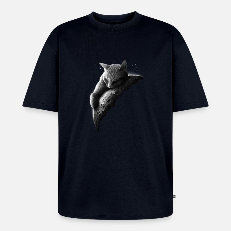 MOONCAT 2 (Wählen Sie Schwarz) - Unisex Premium Oversized Bio T-Shirt - Navy