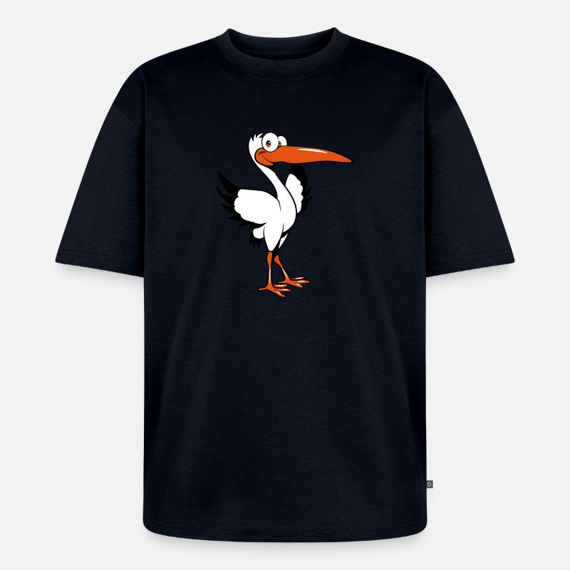 storch witzig comic - Unisex Premium Oversized Bio T-Shirt - Navy