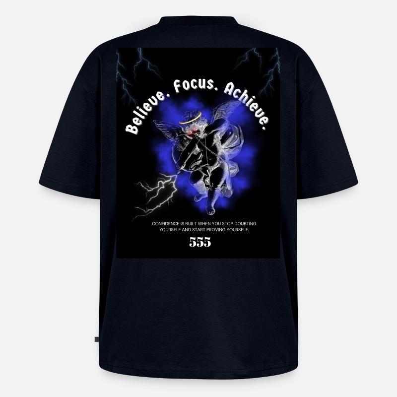 Back_andWhite_IllustrationT-HemdGlaubInSich Selbst - Unisex Premium Oversized Bio T-Shirt - Navy
