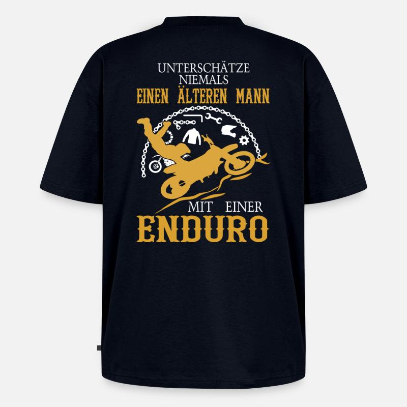 Älterer Mann Enduro - Unisex Premium Oversized Bio T-Shirt - Navy