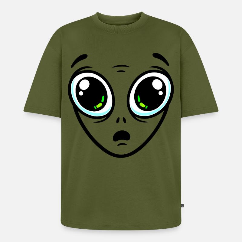 Extraterrestre aux grands yeux - T-shirt Premium bio oversize Unisexe - kaki