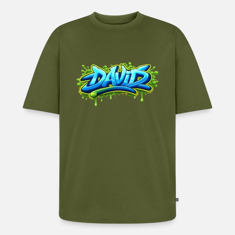 Graffiti name DAVID printable on everything  - T-shirt Premium bio oversize Unisexe - kaki