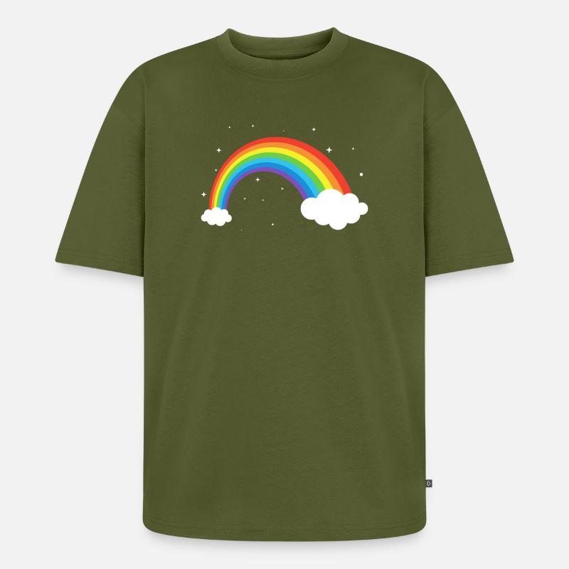 Kosmischer Regenbogenbogen - Unisex Premium Oversized Bio T-Shirt - Khaki