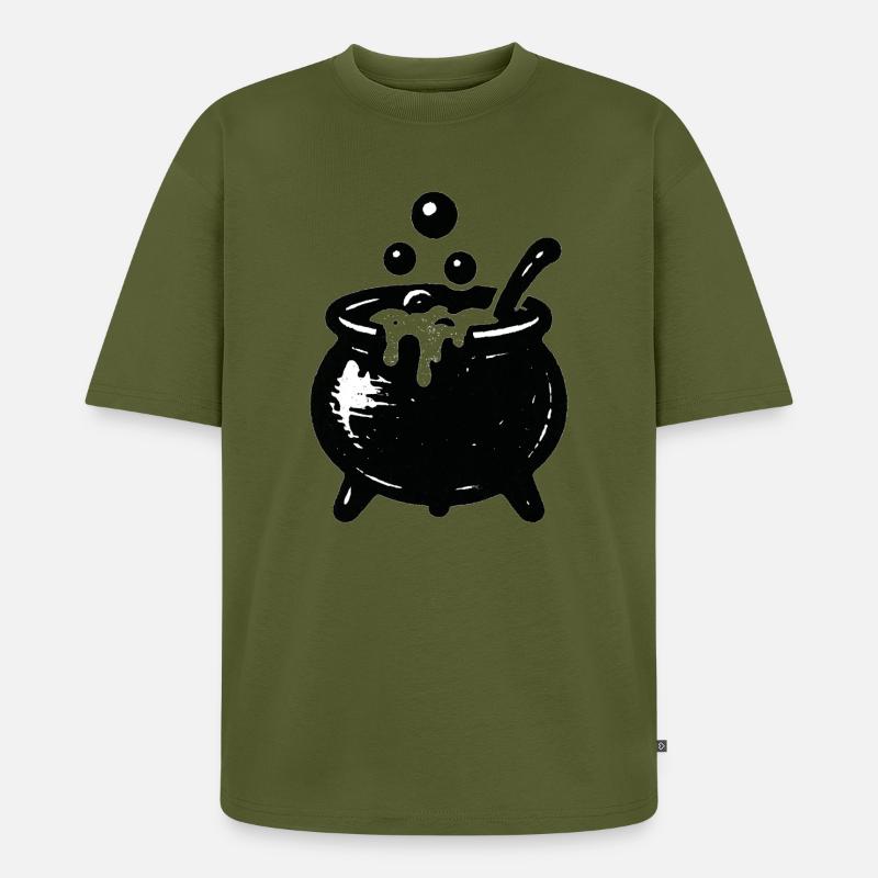 Witch's Cauldron Bubble Magic - Unisex Premium Oversized Organic T-Shirt - khaki