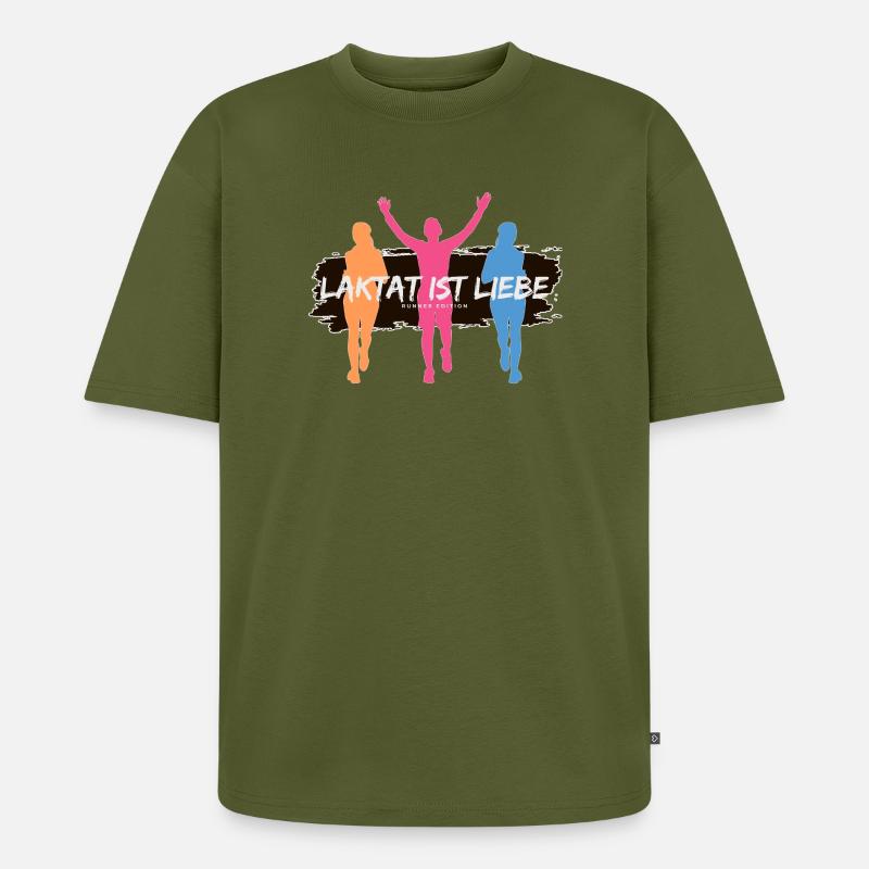 Lactate, c’est l’amour – Édition Runner - T-shirt Premium bio oversize Unisexe - kaki