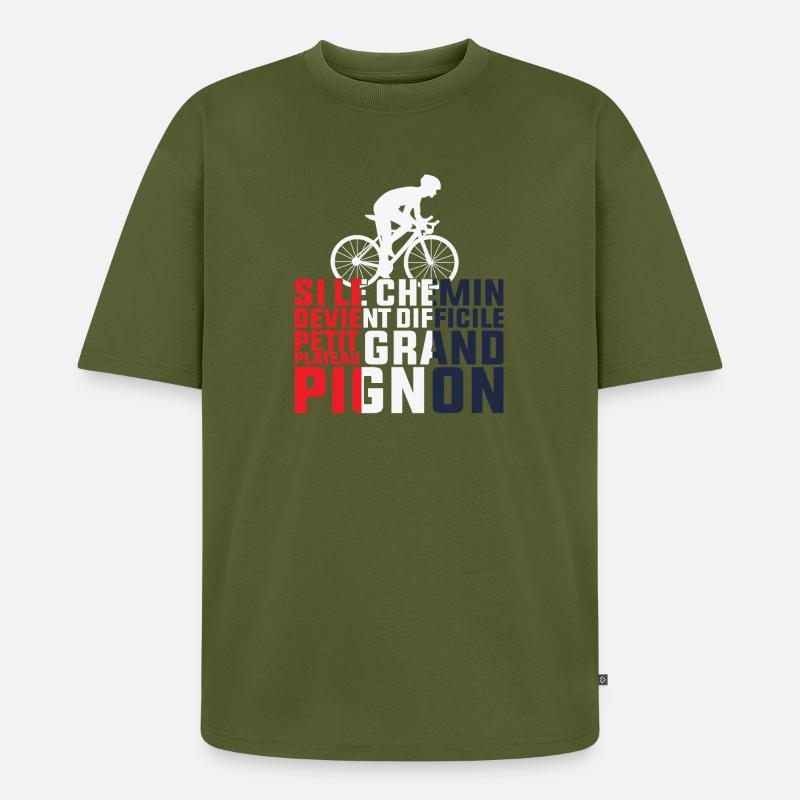 Wenn der Weg schwierig wird – Radfahrer-Geschenk - Unisex Premium Oversized Bio T-Shirt - Khaki