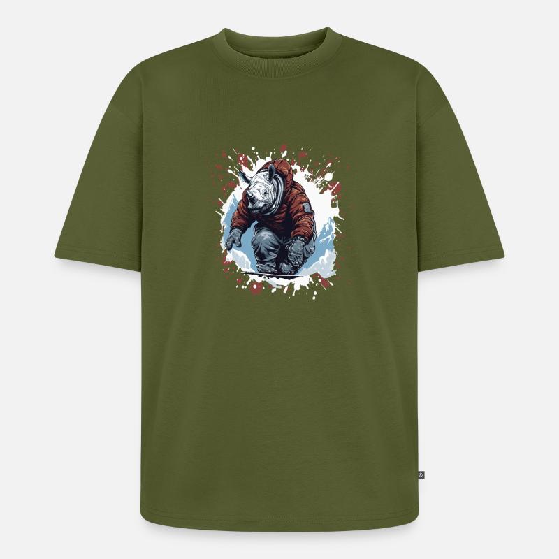 Nashorn Snowboard - Unisex Premium Oversized Bio T-Shirt - Khaki