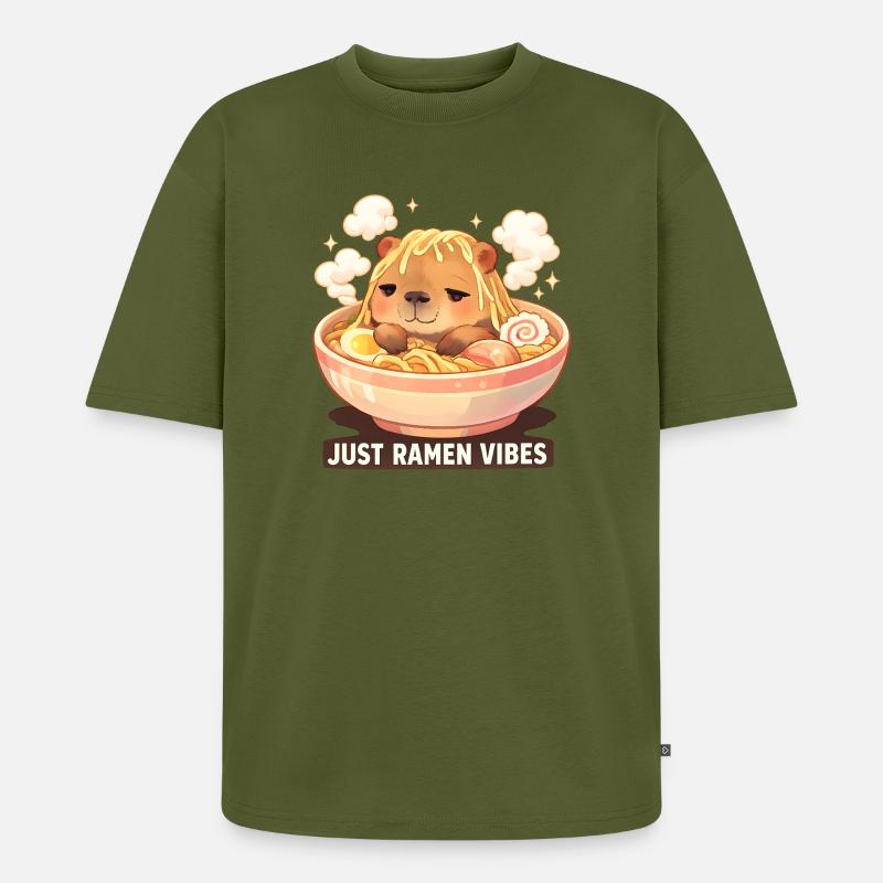 Ramen Capybara  - Unisex Premium Oversized Bio T-Shirt - Khaki