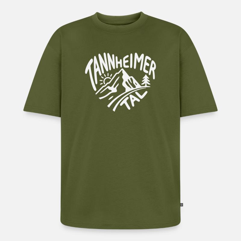 Tannheimer Tal Bergpfad - Unisex Premium Oversized Bio T-Shirt - Khaki