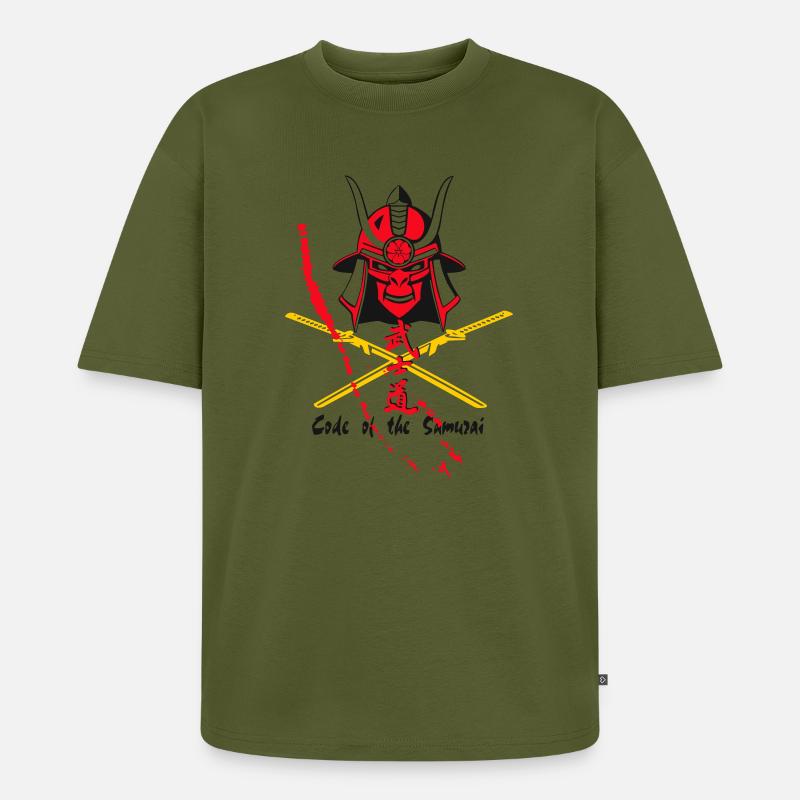 Code Samurai Krieger: Klingen-Design - Unisex Premium Oversized Bio T-Shirt - Khaki
