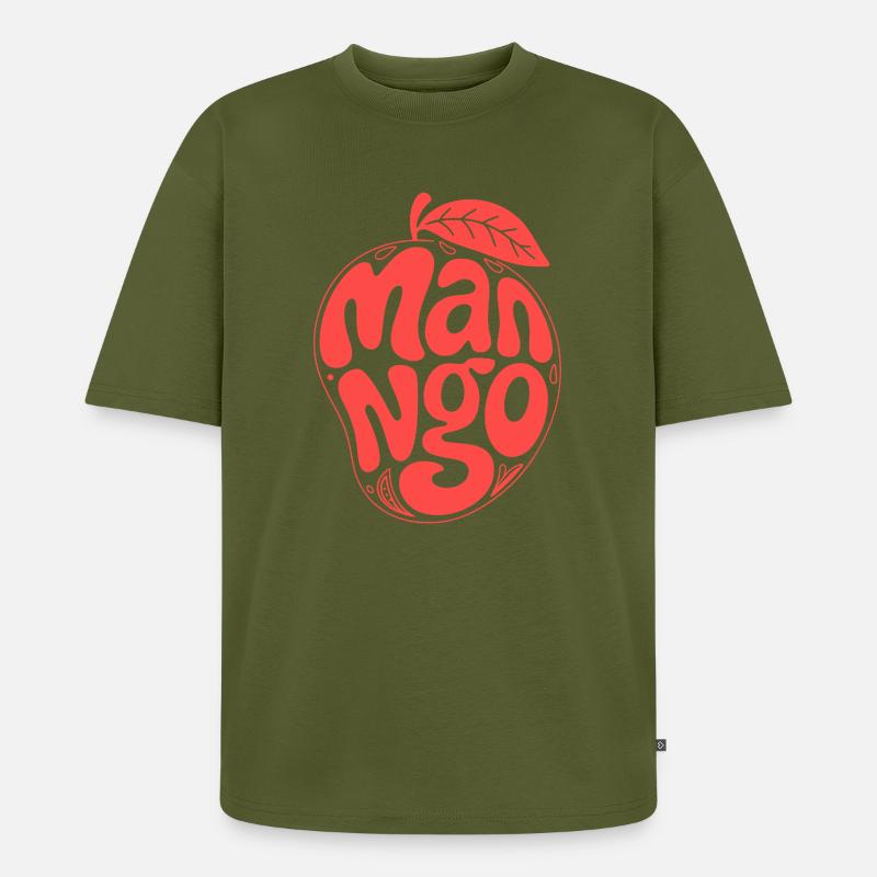 Groovy Mango Fruit Typografie - Unisex Premium Oversized Bio T-Shirt - Khaki