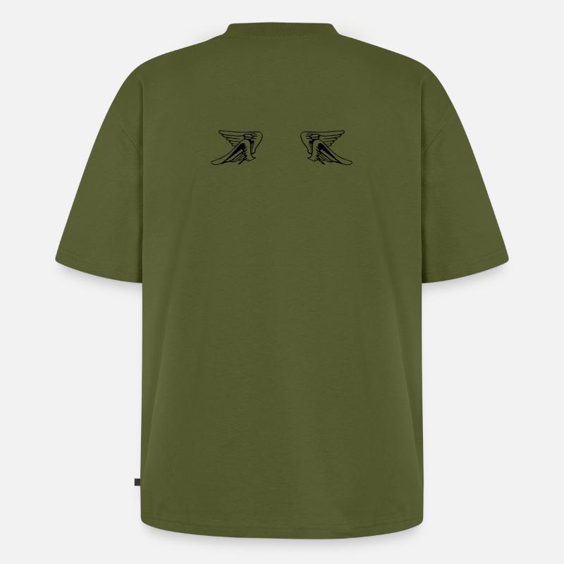 Design 14 (Flügelset, weit) - Unisex Premium Oversized Bio T-Shirt - Khaki