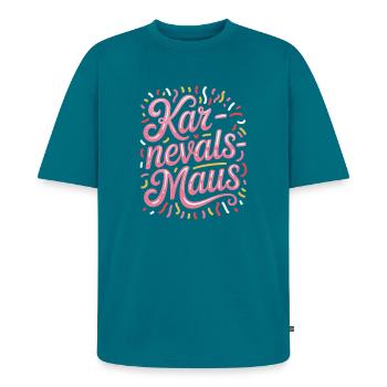 Karnevalsmaus Karneval Köln Kölner Karnevals Maus - Unisex Premium Oversized Bio T-Shirt - Petrol - Vorne - AI Model Male 185 light (185cm)