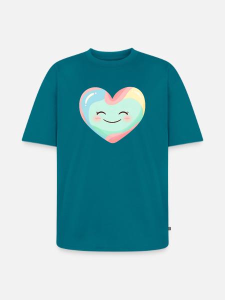 Pastellherz Lächelnd Regenbogen - Unisex Premium Oversized Bio T-Shirt - Petrol