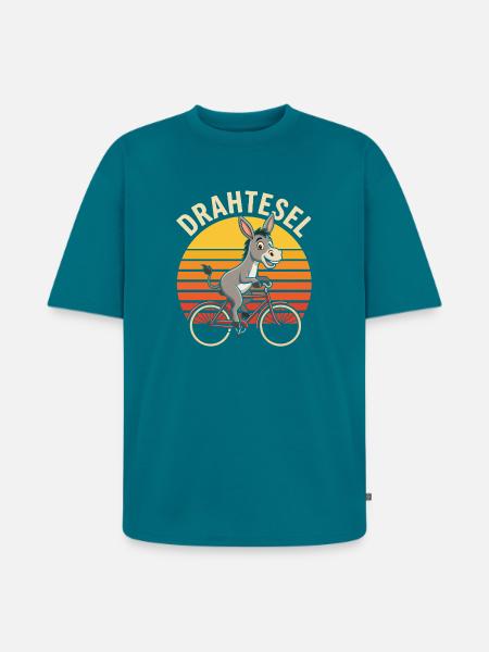 Drahtesel im Sonnenuntergang - Unisex Premium Oversized Bio T-Shirt - Petrol