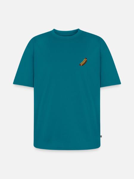 Hot Dog Brodé - T-shirt Premium bio oversize Unisexe - bleu pétrole