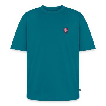 Ballon à air chaud brodé - T-shirt Premium bio oversize Unisexe - bleu pétrole - Devant - AI Model Male 185 light (185cm)