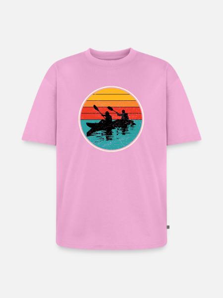 Sunset Kayak Duo Circle - Unisex Premium Oversized Organic T-Shirt - washed pink