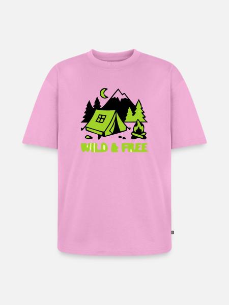 Camping Zelt Natur Grafik - Unisex Premium Oversized Bio T-Shirt - Verwaschenes Rosa