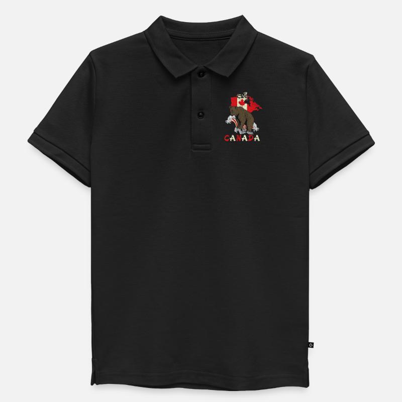 Conception d'ours du Canada avec carte et drapeau - Polo enfant bio premium - noir