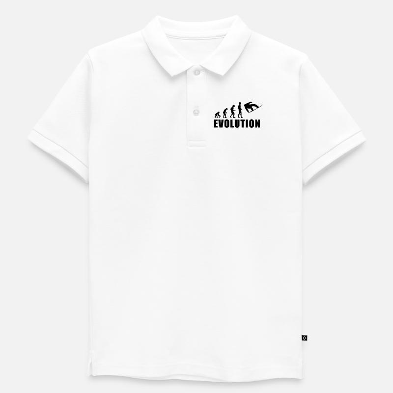 EVOLUTION SNOWBOARD Schnee Winter Geschenk - Kinder Premium Organic Poloshirt - Weiß
