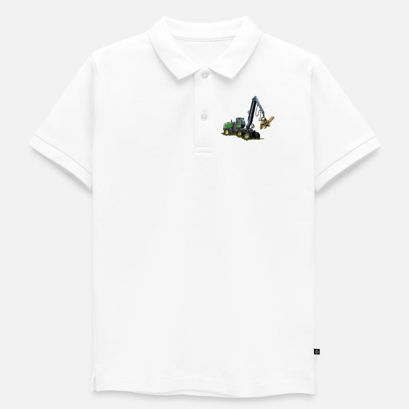 Harvester, Holzerntemaschine - Kinder Premium Organic Poloshirt - Weiß