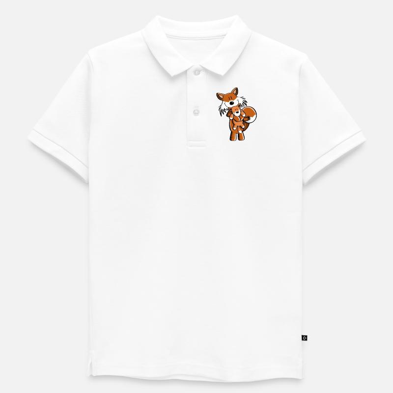 Fuchs mit Babyfuchs - Comic- Geschenk - Kinder - Kinder Premium Organic Poloshirt - Weiß